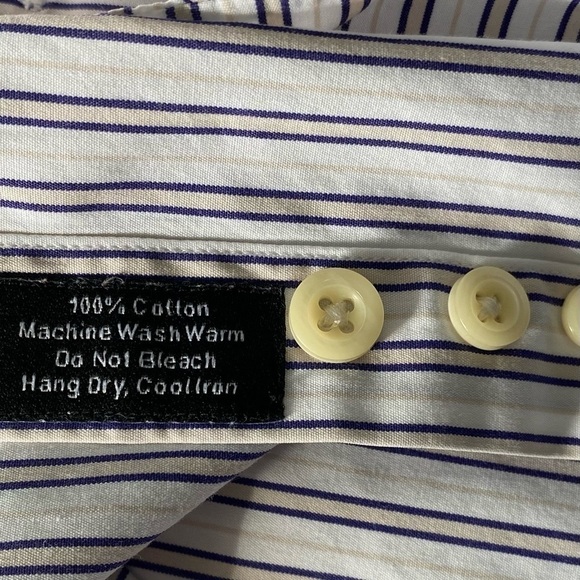 David Donahue Cotton Stripe Long Sleeves Dress Shirt Sz: 16/ 32-3 - Picture 10 of 10